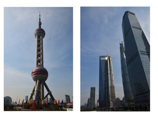 In Pudong,  dem neuen Stadtteil von Shanghai steht das World Financial Center.  (Das Hochhaus sieht aus ein riesiger Flaschenöffner) Wir waren oben im 100sten Stock. Auf 474 m ist die Aussichtsplattform. 