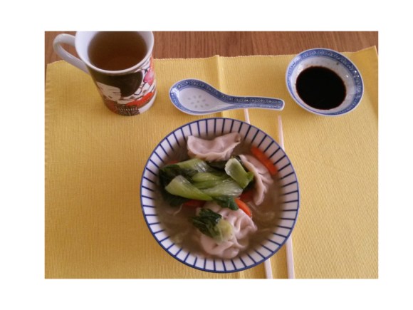 selbstgekochte Nudelsuppe mit Dumplings