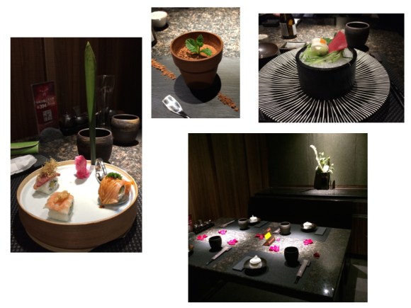 Beim Lieblingsjapaner in Pudong, 8. Stock Im Blumentöpfchen ist "japanisches Tiramisu"